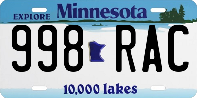 MN license plate 998RAC