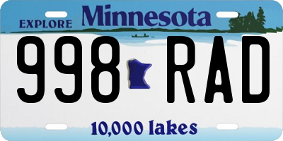 MN license plate 998RAD