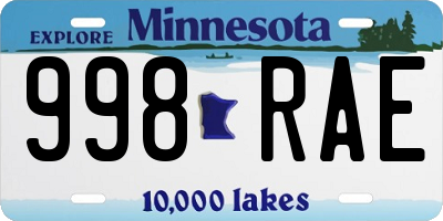 MN license plate 998RAE