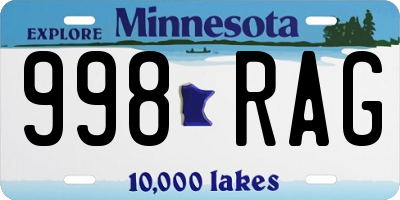 MN license plate 998RAG