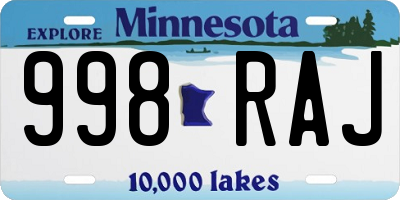 MN license plate 998RAJ
