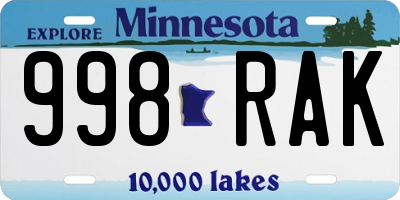 MN license plate 998RAK