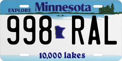 MN license plate 998RAL