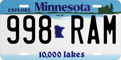 MN license plate 998RAM
