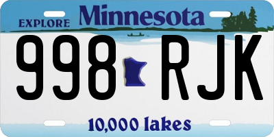 MN license plate 998RJK