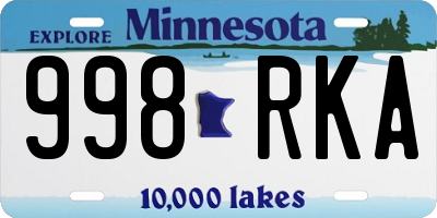 MN license plate 998RKA