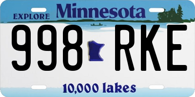 MN license plate 998RKE