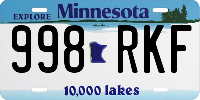 MN license plate 998RKF