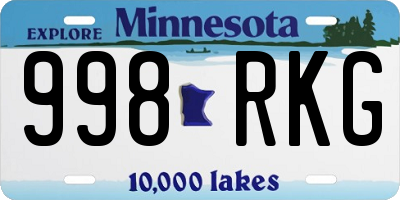 MN license plate 998RKG