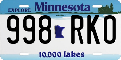 MN license plate 998RKO
