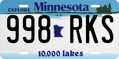 MN license plate 998RKS