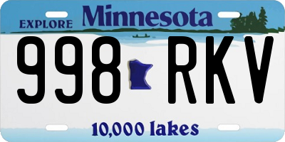 MN license plate 998RKV