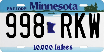 MN license plate 998RKW