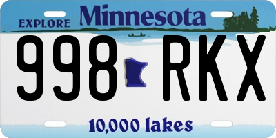 MN license plate 998RKX