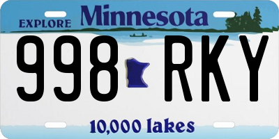 MN license plate 998RKY