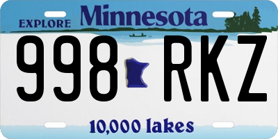 MN license plate 998RKZ
