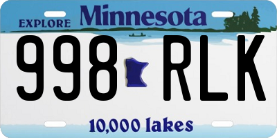 MN license plate 998RLK