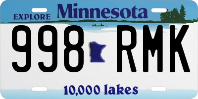 MN license plate 998RMK