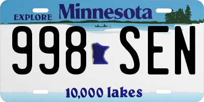 MN license plate 998SEN