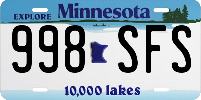 MN license plate 998SFS