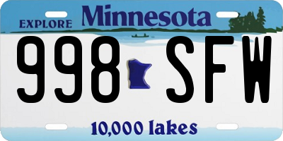 MN license plate 998SFW
