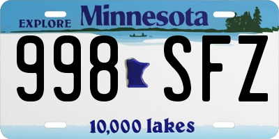 MN license plate 998SFZ