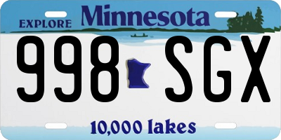 MN license plate 998SGX