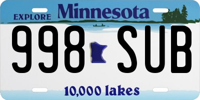 MN license plate 998SUB