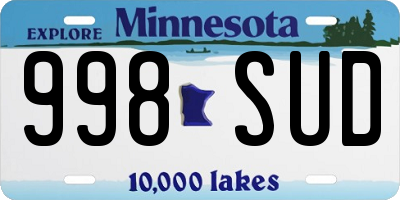 MN license plate 998SUD