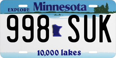 MN license plate 998SUK