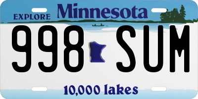 MN license plate 998SUM