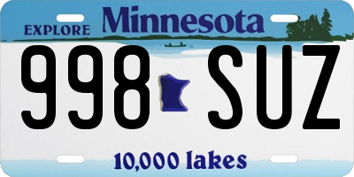 MN license plate 998SUZ