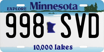MN license plate 998SVD