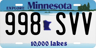 MN license plate 998SVV