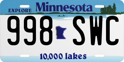 MN license plate 998SWC