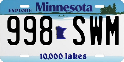 MN license plate 998SWM