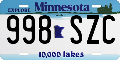MN license plate 998SZC