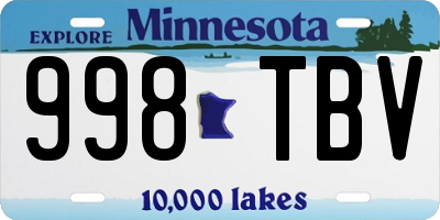 MN license plate 998TBV