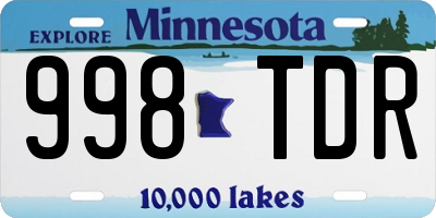 MN license plate 998TDR