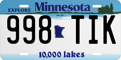MN license plate 998TIK