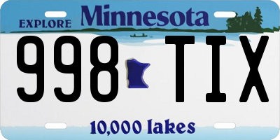 MN license plate 998TIX