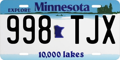 MN license plate 998TJX