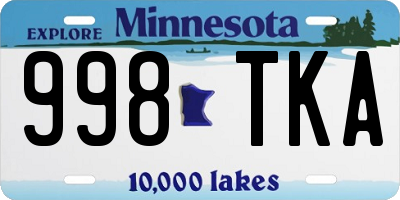 MN license plate 998TKA
