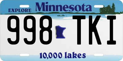 MN license plate 998TKI