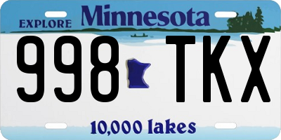 MN license plate 998TKX