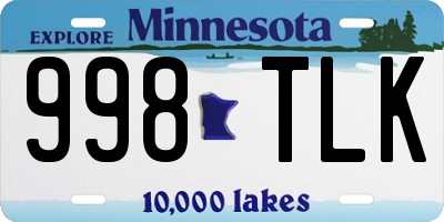 MN license plate 998TLK