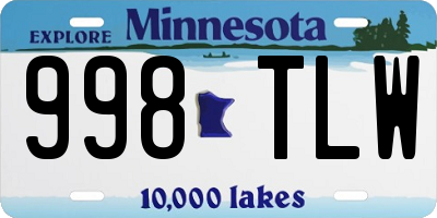MN license plate 998TLW