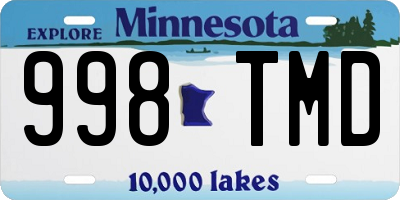 MN license plate 998TMD
