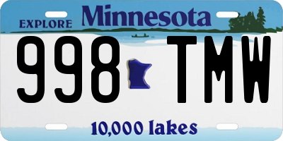 MN license plate 998TMW