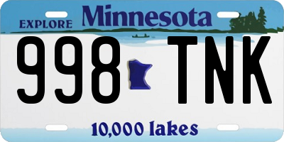 MN license plate 998TNK